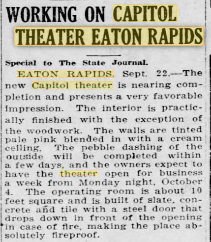 Capitol Theatre - 22 Sep 1920 Article (newer photo)
